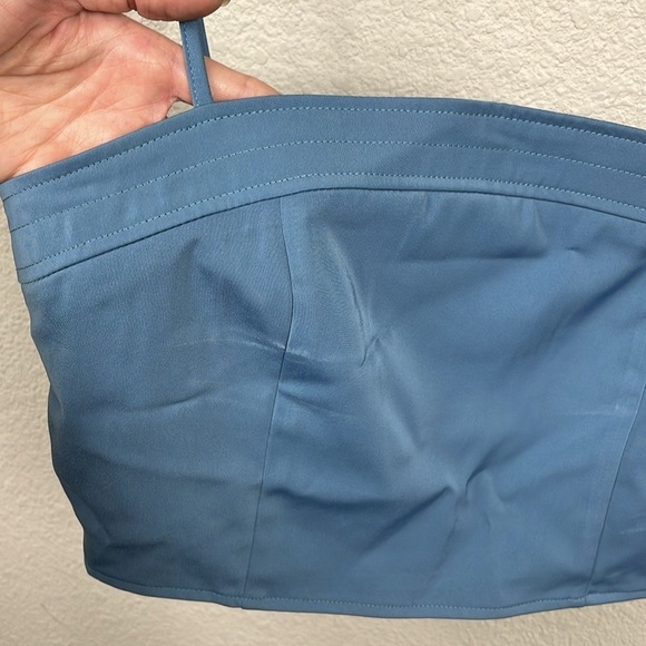 New ACOA Party Starter Crop Top Blue Square Neck Sz M - Picture 4 of 11